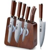 HOSHANHO 3 PCS Knife Set, Sharp Japanese Kitchen Knife Set, Rosewood Handle | High Carbon Steel Kitchen Knives, Professional Chef Knife Set with Ergonomic Handle, Ideal Gift for Home & Pro Chef(8 Pieces Knife Set)