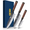 HOSHANHO 7″ Nakiri Knife, Handcrafted Razor Sharp Meat Vegetable Cleaver | High Carbon Steel Asian Chopping Chef Knife, Multipurpose Vegetable Kitchen Knife with Gift Box for Men and Women(3-Piece Set)