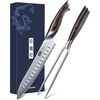 HOSHANHO 8 Inch Carving Knife & 7 Inch Fork Set, Razor Sharp Slicing Knife | Professional Japanese High Carbon Steel Butcher Brisket Slicing Knife Set for Meat Cutting, BBQ, Ergonomic Handle, Gifts