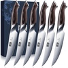 HOSHANHO Steak Knives Set of 6, Ultra Sharp 4.5 In Serrated Steak Knife Set | Japanese High Carbon Stainless Steel Kitchen Steak Knives with Ergonomic Pakkawood Handle, Ideal Gifts(4.4″)