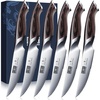 HOSHANHO Steak Knives Set of 6, Ultra Sharp 4.5 In Serrated Steak Knife Set | Japanese High Carbon Stainless Steel Kitchen Steak Knives with Ergonomic Pakkawood Handle, Ideal Gifts(4.5″)