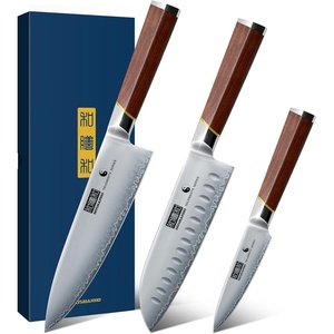 HOSHANHO 3 PCS Knife Set, Sharp Japanese Kitchen Knife Set, Rosewood Handle | High Carbon Steel Kitchen Knives, Professional Chef Knife Set with Ergonomic Handle, Ideal Gift for Home & Pro Chef(3 Pieces Knife Set)