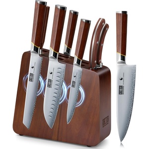 HOSHANHO 3 PCS Knife Set, Sharp Japanese Kitchen Knife Set, Rosewood Handle | High Carbon Steel Kitchen Knives, Professional Chef Knife Set with Ergonomic Handle, Ideal Gift for Home & Pro Chef(8 Pieces Knife Set)