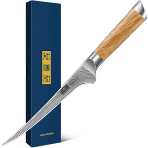 HOSHANHO Damascus Paring Knife 3.75″, Sharp Japanese HC Steel Fruit Knife | Small Kitchen Knife | Professional 67 Layers Super Steel | 15° Edge | 62 HRC Blade | Ergonomic Olive Handle | Ideal Home Gift(7 Inch Fillet Knife)