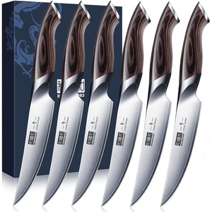 HOSHANHO Steak Knives Set of 6, Ultra Sharp 4.5 In Serrated Steak Knife Set | Japanese High Carbon Stainless Steel Kitchen Steak Knives with Ergonomic Pakkawood Handle, Ideal Gifts(4.4″)