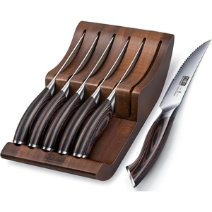 HOSHANHO Steak Knives Set of 6, Ultra Sharp 4.5 In Serrated Steak Knife Set | Japanese High Carbon Stainless Steel Kitchen Steak Knives with Ergonomic Pakkawood Handle, Ideal Gifts(4.6″)