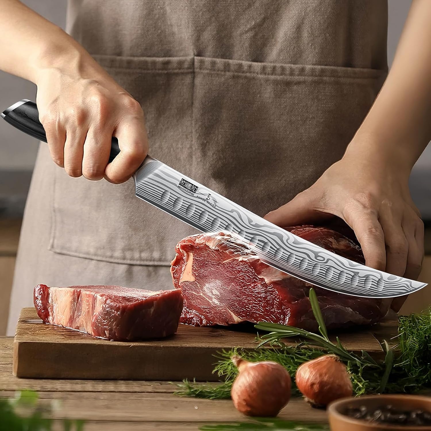 image:imageHOSHANHO 12 Inch Slicing Kinfe Razor Sharp Brisket Knife Pakkawood Handle Japanese High Carbon Powder Steel Carving Knife Professional Slicing Knives for BBQ Brisket Turkey Ham Rib Roast10
