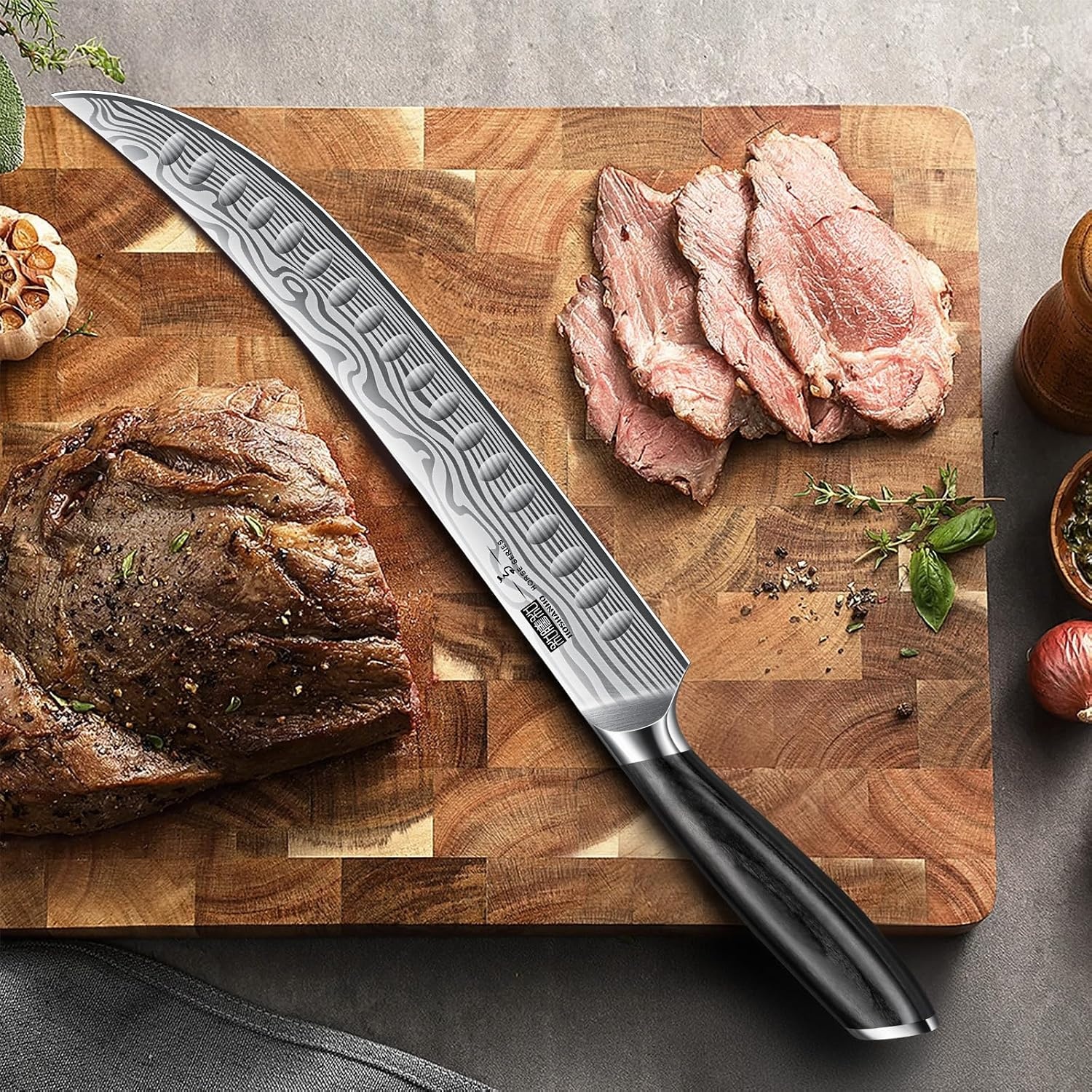 image:imageHOSHANHO 12 Inch Slicing Kinfe Razor Sharp Brisket Knife Pakkawood Handle Japanese High Carbon Powder Steel Carving Knife Professional Slicing Knives for BBQ Brisket Turkey Ham Rib Roast10