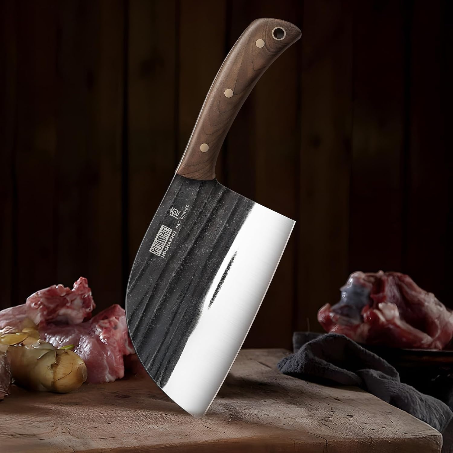 image:imageHOSHANHO 65 Serbian Chef Knife Hand Forged Butcher Meat Cleaver Knife High Carbon Steel Cleaver Knife for Meat Cutting Heavy Duty Butcher Knife with Full Tang for Home Camping BBQ Gift for Men65