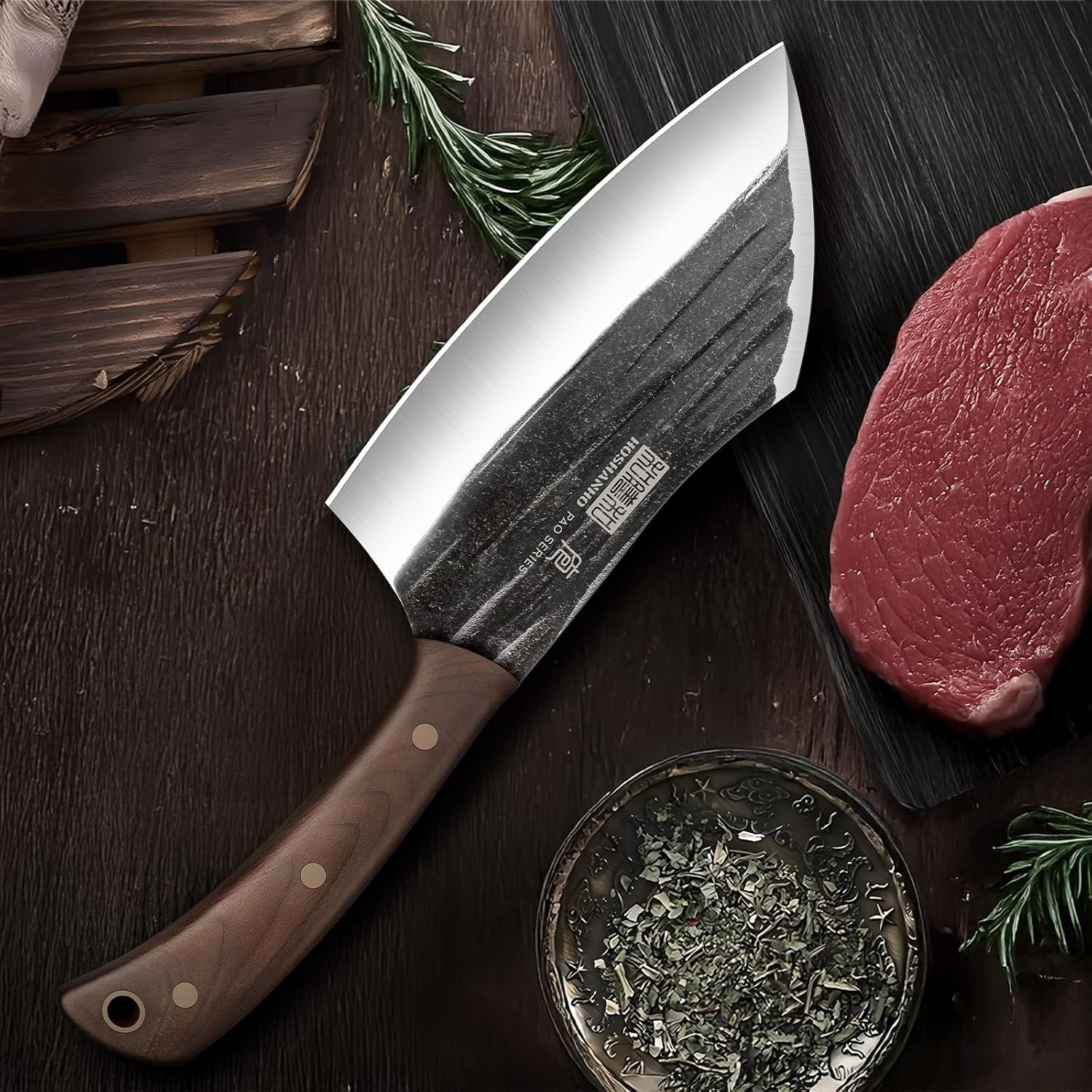 image:imageHOSHANHO 65 Serbian Chef Knife Hand Forged Butcher Meat Cleaver Knife High Carbon Steel Cleaver Knife for Meat Cutting Heavy Duty Butcher Knife with Full Tang for Home Camping BBQ Gift for Men59