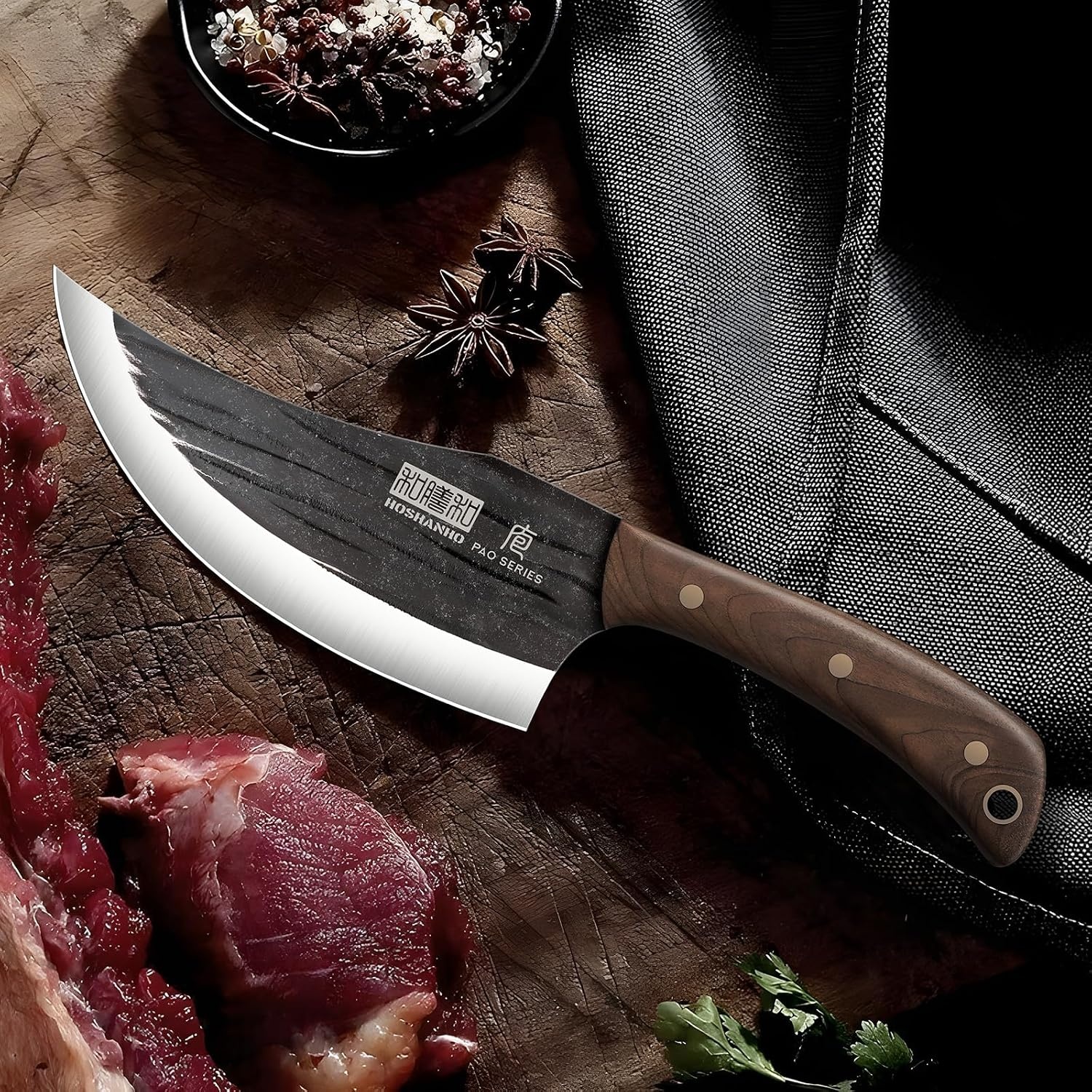 image:imageHOSHANHO 65 Serbian Chef Knife Hand Forged Butcher Meat Cleaver Knife High Carbon Steel Cleaver Knife for Meat Cutting Heavy Duty Butcher Knife with Full Tang for Home Camping BBQ Gift for Men6