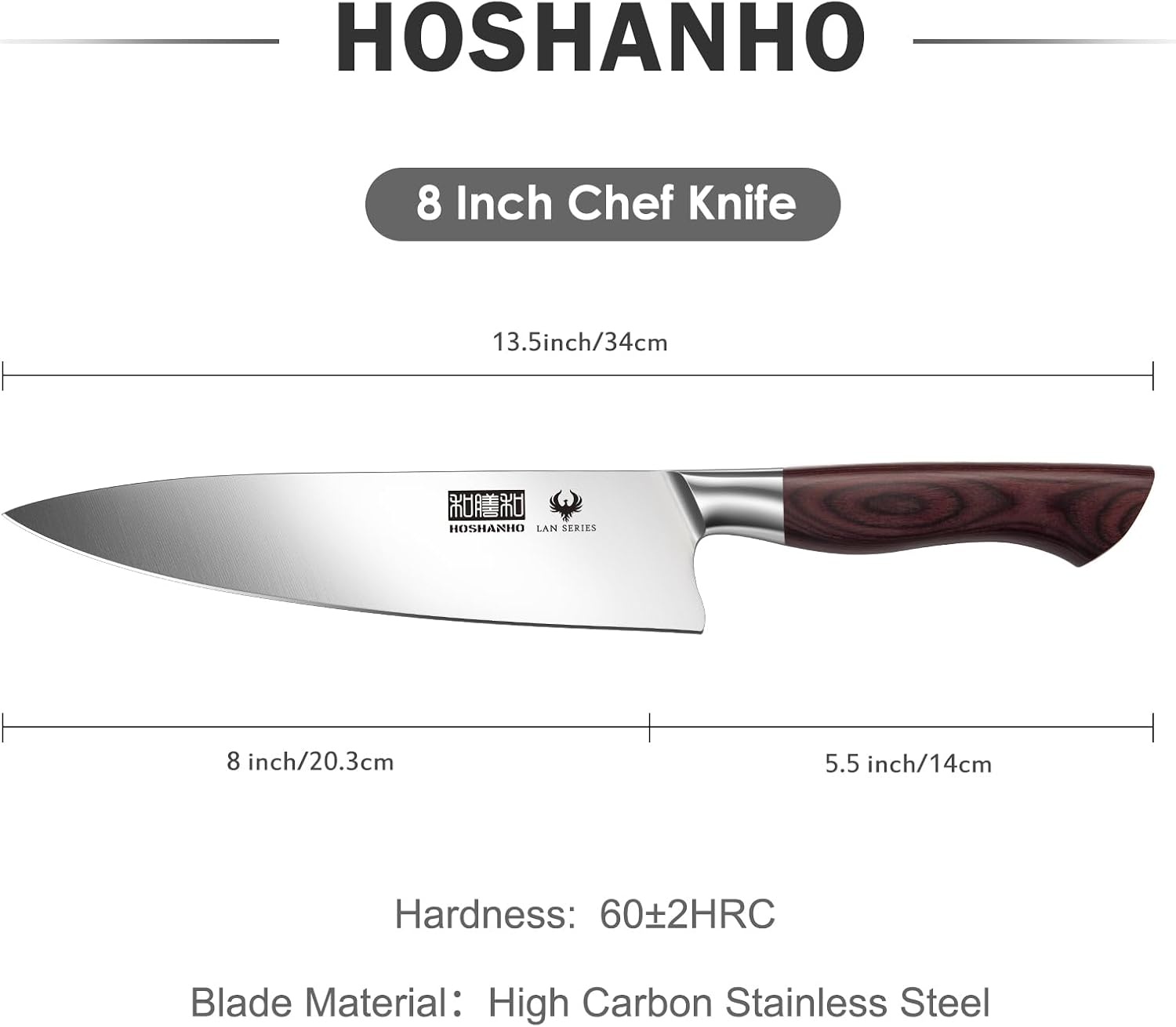 image:imageHOSHANHO 7 Chef KnifeRazorSharp Santoku Knife with Ergonomic Wood Handle Professional Kitchen Cooking Knife with Japanese High Carbon Steel15 Edge amp 60 HRC Blade Ergonomic Grip Design Ideal Gift8