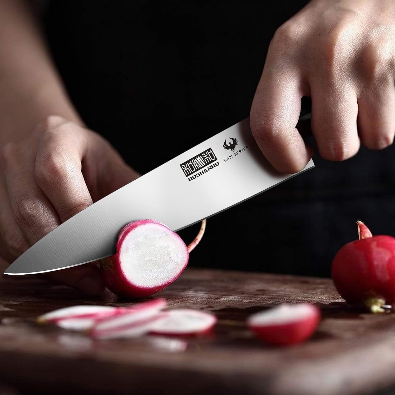 image:imageHOSHANHO 7 Chef KnifeRazorSharp Santoku Knife with Ergonomic Wood Handle Professional Kitchen Cooking Knife with Japanese High Carbon Steel15 Edge amp 60 HRC Blade Ergonomic Grip Design Ideal Gift8