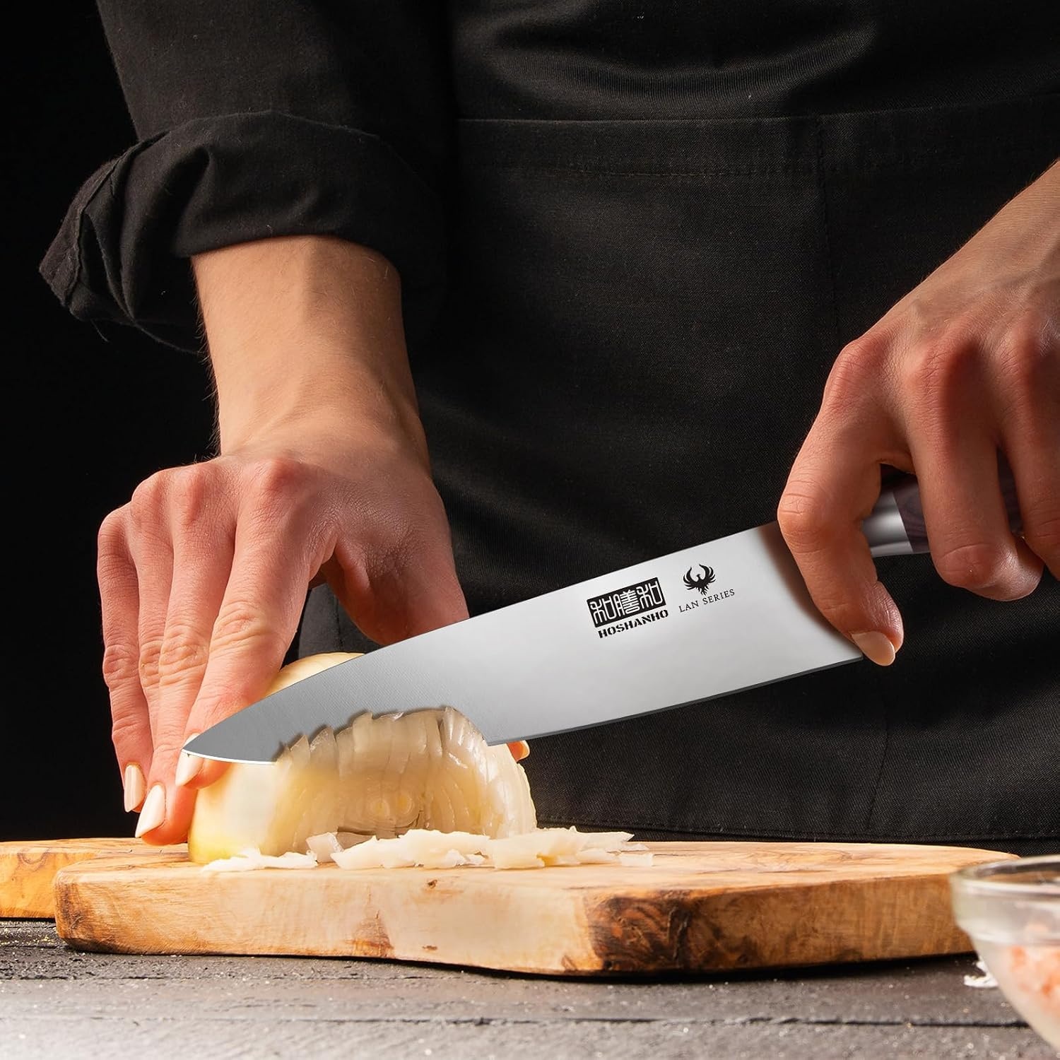 image:imageHOSHANHO 7 Chef KnifeRazorSharp Santoku Knife with Ergonomic Wood Handle Professional Kitchen Cooking Knife with Japanese High Carbon Steel15 Edge amp 60 HRC Blade Ergonomic Grip Design Ideal Gift8