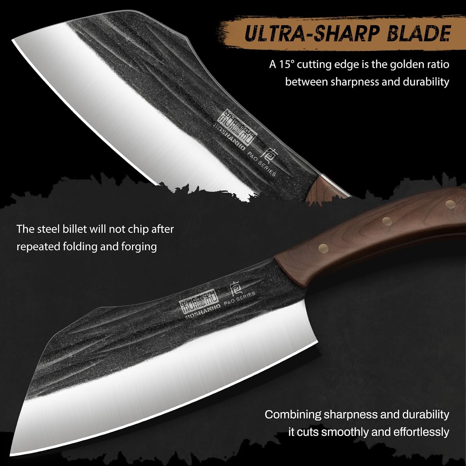 image:imageHOSHANHO 7Meat Cleaver Knife Ultra Sharp Chopper Knife amp Vegetable Knives Hand Forged Cleaver Knife High Carbon Stainless Steel Chopping Butcher Knife for Meat Cutting with Full Tang Handle Gifts