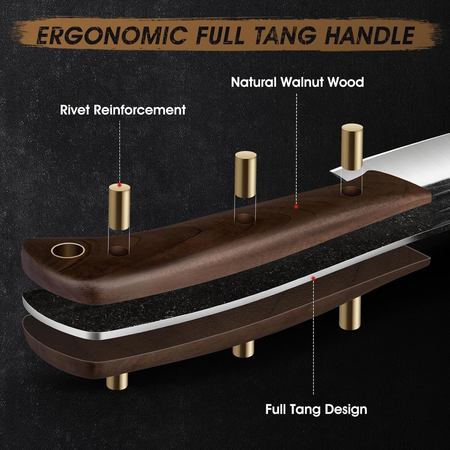 image:imageHOSHANHO 7Meat Cleaver Knife Ultra Sharp Chopper Knife amp Vegetable Knives Hand Forged Cleaver Knife High Carbon Stainless Steel Chopping Butcher Knife for Meat Cutting with Full Tang Handle Gifts