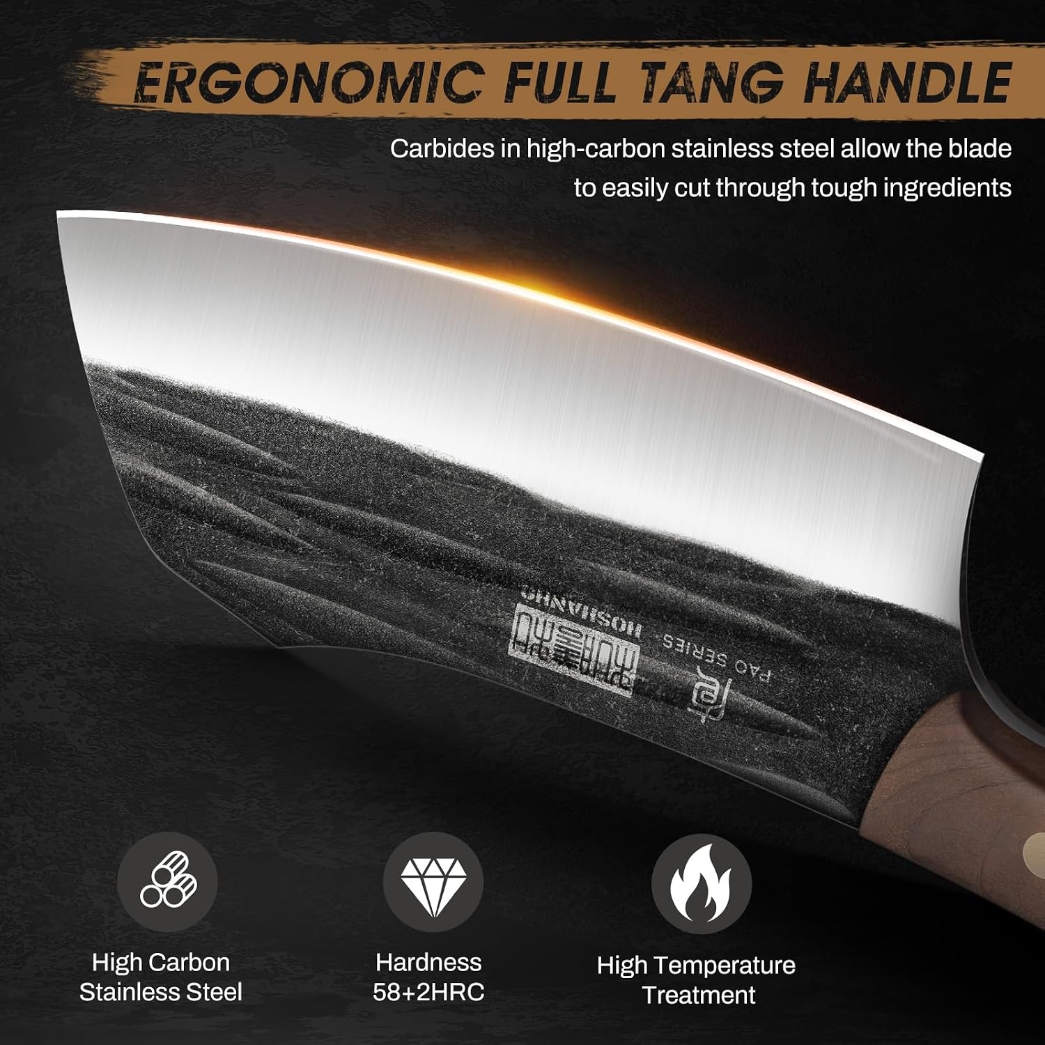 image:imageHOSHANHO 7Meat Cleaver Knife Ultra Sharp Chopper Knife amp Vegetable Knives Hand Forged Cleaver Knife High Carbon Stainless Steel Chopping Butcher Knife for Meat Cutting with Full Tang Handle Gifts