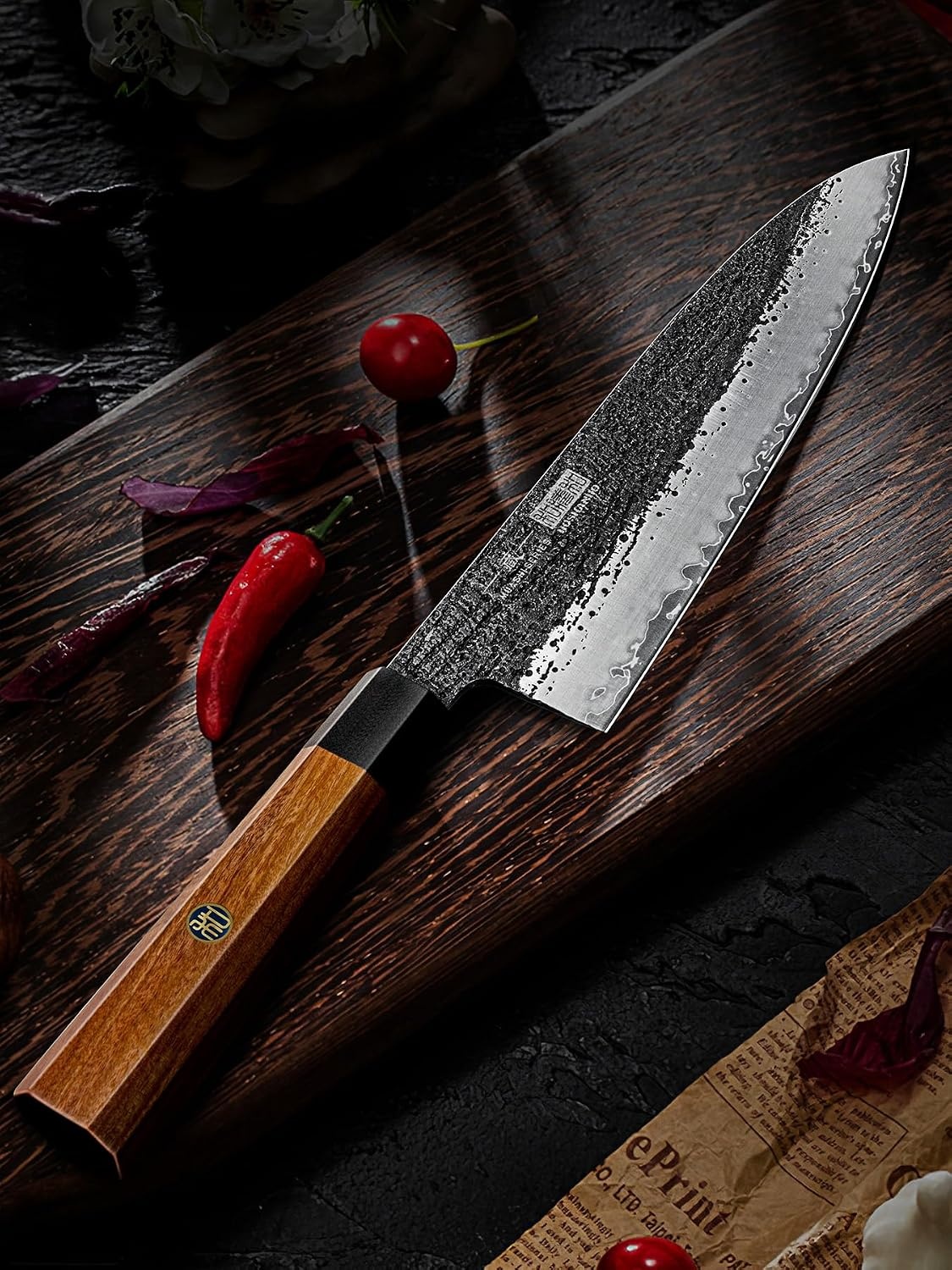 image:imageHOSHANHO 8 Chef Knife 9 Layers 10CR15MOV High Carbon Steel Kitchen Knife Ultra Sharp Japanese Gyuto Chef Knife Professional Kitchen Cooking Knives with Octagonal Rosewood Handle Ideal Gift8