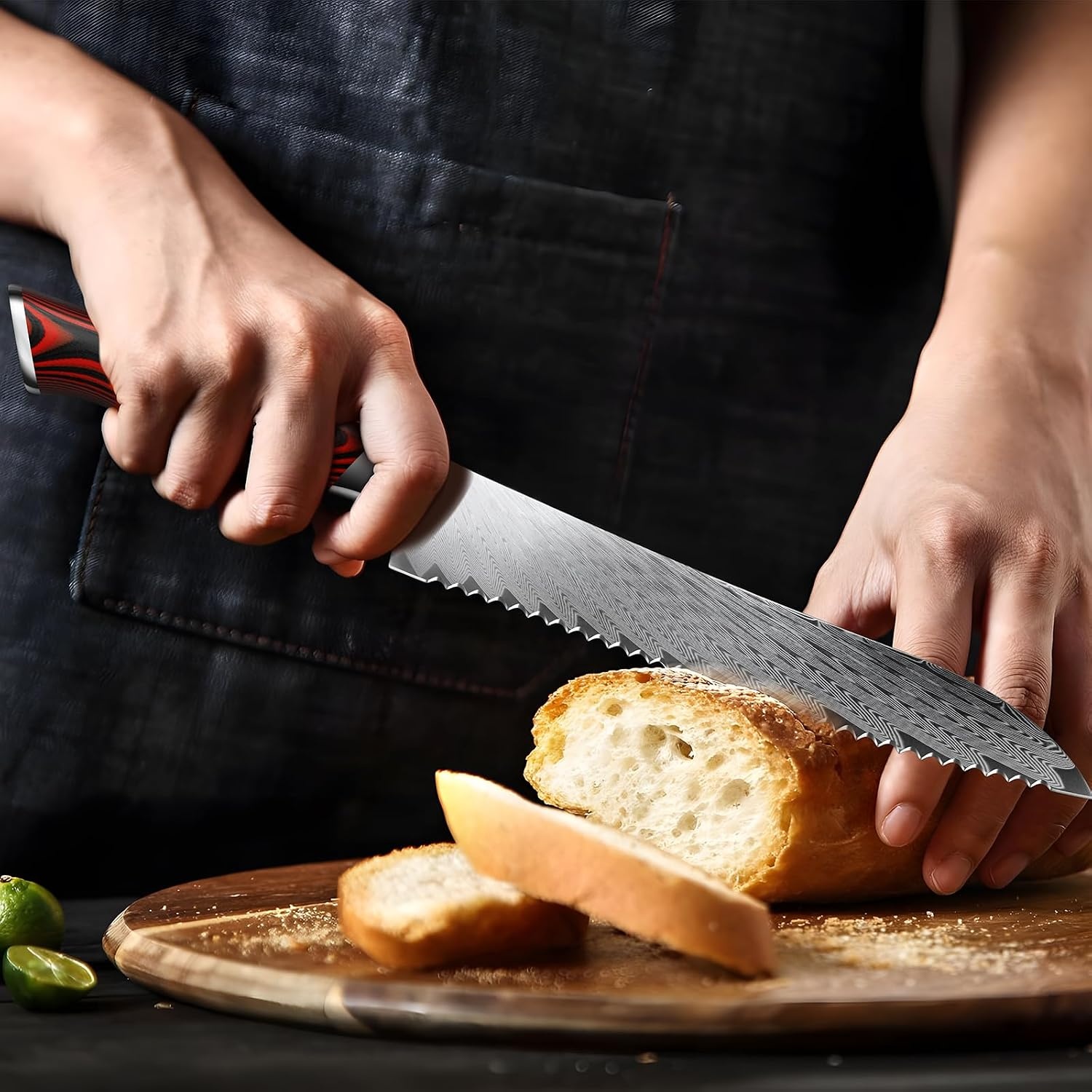 image:imageHOSHANHO 8 Damascus Bread Knife Ultra Sharp Serrated Sourdough Knife 67 Layers Damascus Steel Ultra Sharp Bread Knife with Ergonomic G10 Handle Professional Serrated Knife for Homemade Bread8