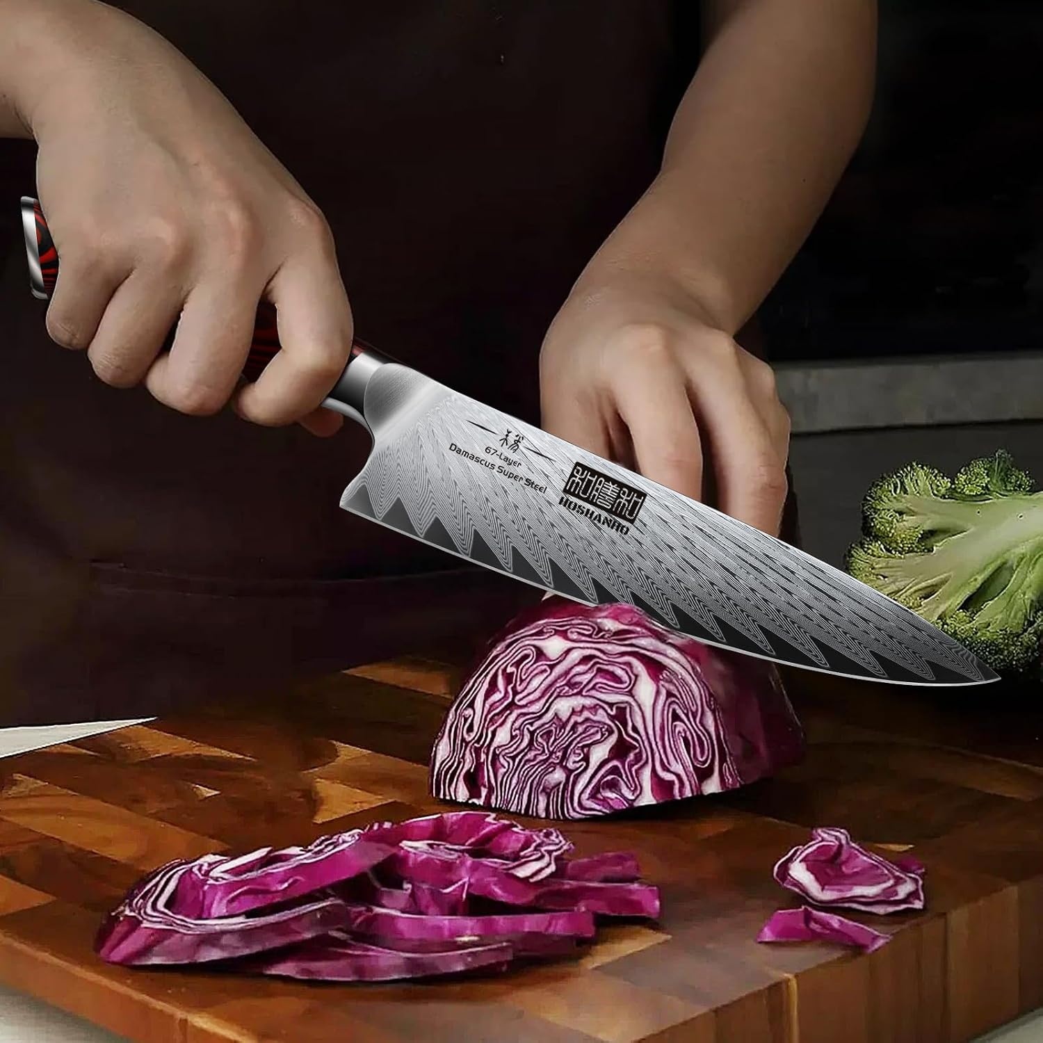 image:imageHOSHANHO Damascus Knife Set 3PCS Ultra Sharp Kitchen Knife Set G10 Handle 67 Layers Damascus Steel Professional Chef Knife Set With Ergonomic Handle Razor Sharp Japanese Knife Set amp Gift Box3 Pieces Knife Set