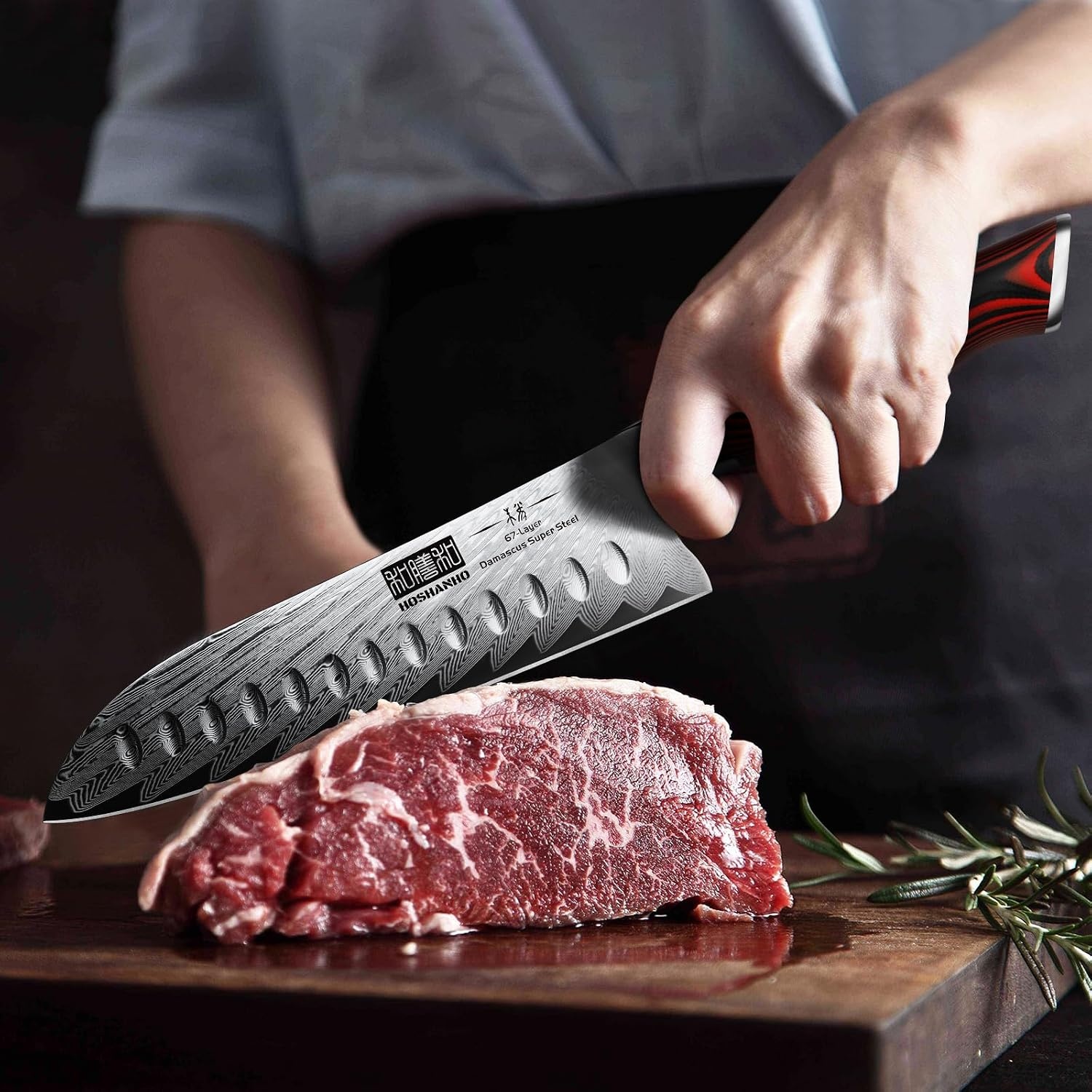 image:imageHOSHANHO Damascus Knife Set 3PCS Ultra Sharp Kitchen Knife Set G10 Handle 67 Layers Damascus Steel Professional Chef Knife Set With Ergonomic Handle Razor Sharp Japanese Knife Set amp Gift Box3 Pieces Knife Set