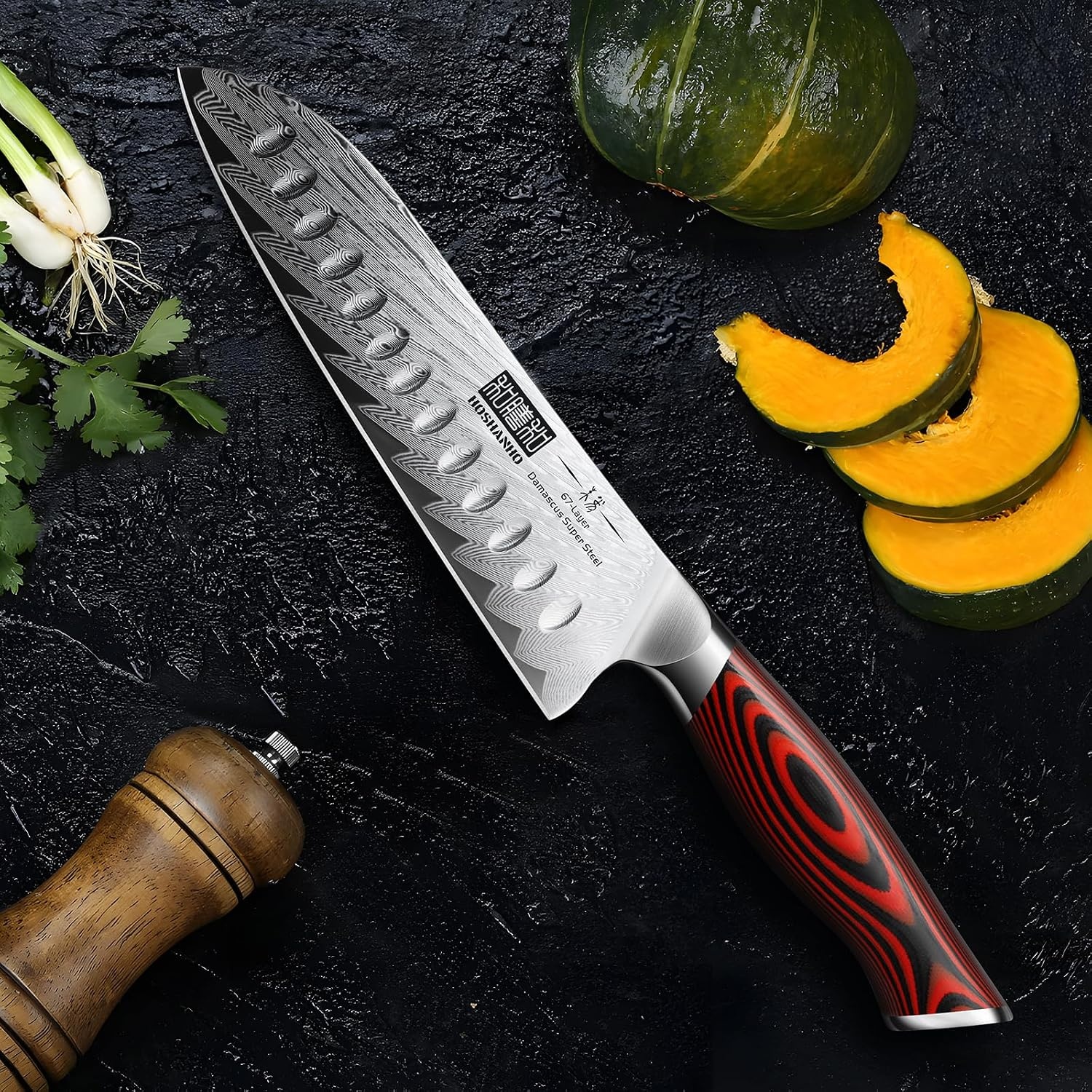 image:imageHOSHANHO Damascus Santoku Knife 7 Inch Professional Japanese Kitchen Knife 67 Layers Damascus Steel Ultra Sharp Chef Knife with Ergonomic G10 Handle Cooking Knife for Meat Vegetables amp Gift Box7
