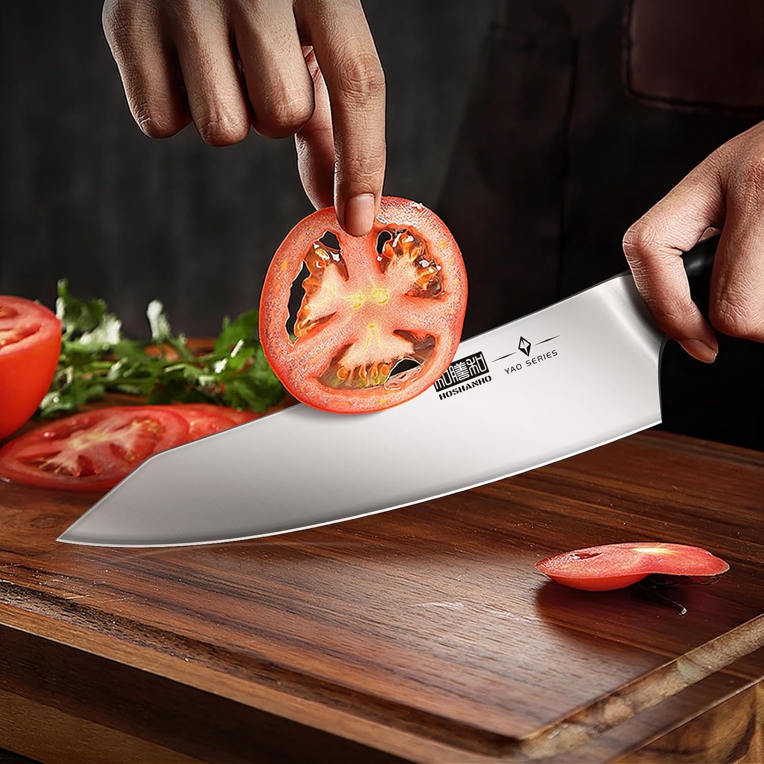 image:imageHOSHANHO Knife Set with Magnetic Knife Holder 6Piece Kitchen Knife Set High Carbon Powder Steel Chef Knives Sets with Ergonomic Pakkawood Handle Gifts for Men and Women6