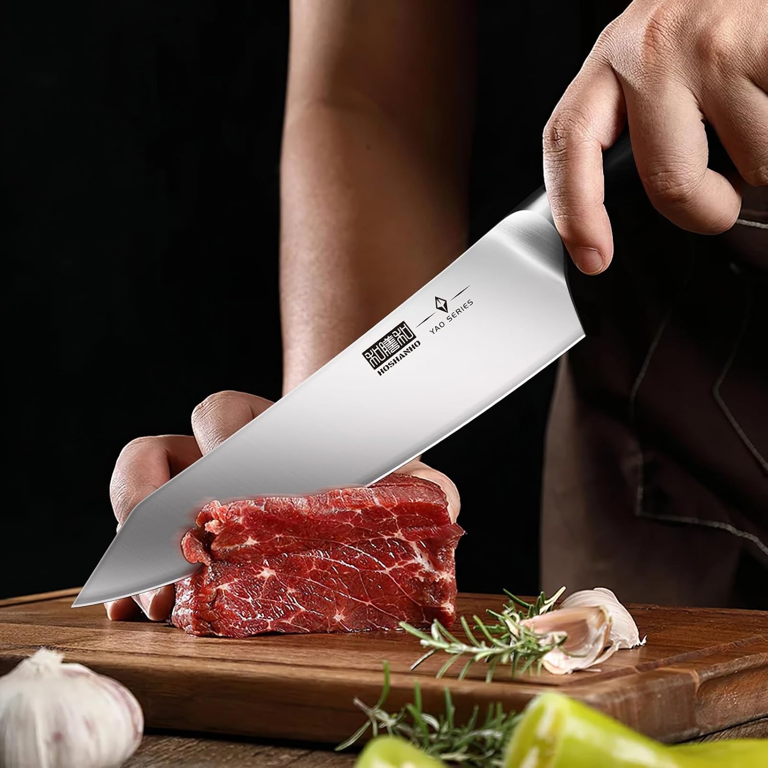 image:imageHOSHANHO Knife Set with Magnetic Knife Holder 6Piece Kitchen Knife Set High Carbon Powder Steel Chef Knives Sets with Ergonomic Pakkawood Handle Gifts for Men and Women7