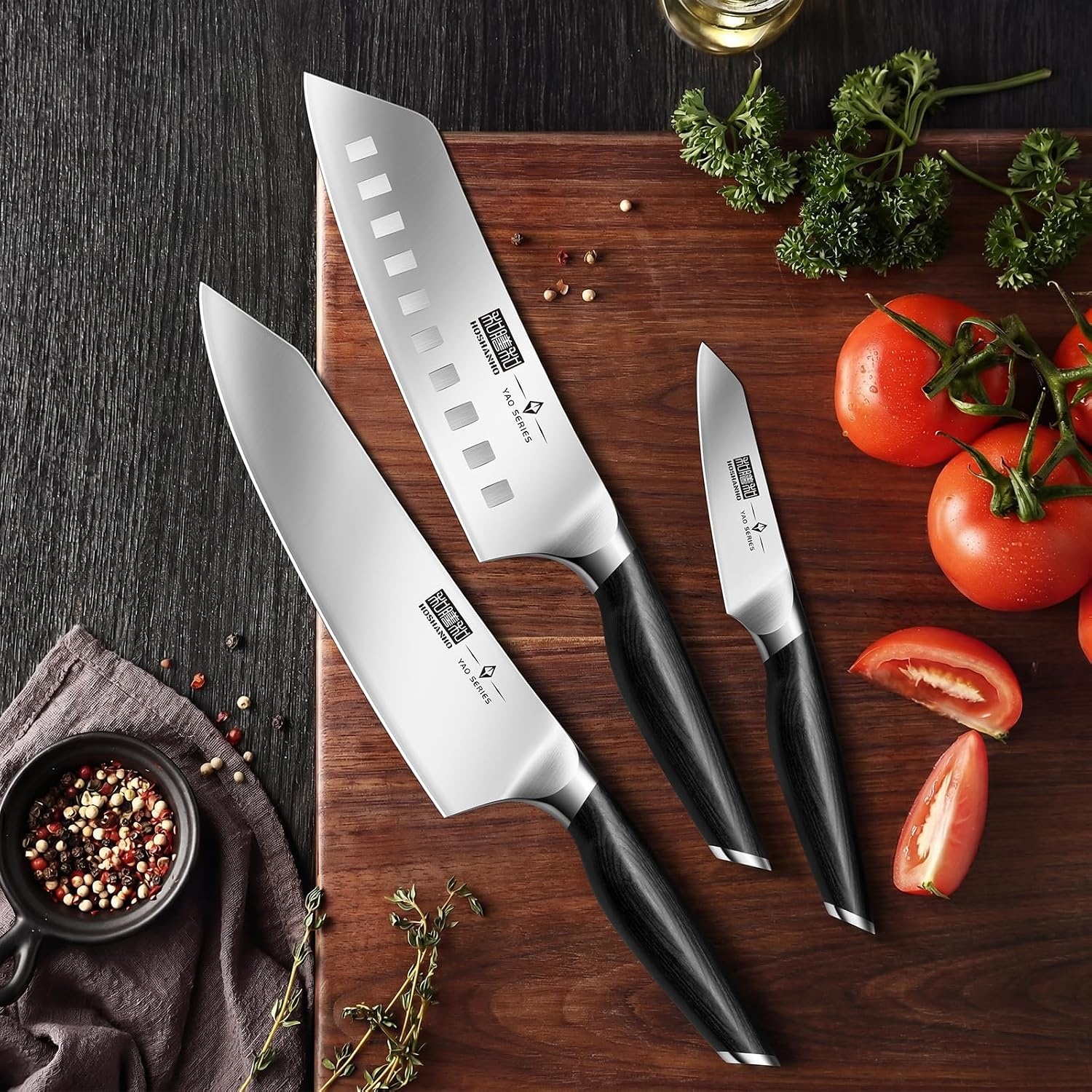 image:imageHOSHANHO Knife Set with Magnetic Knife Holder 6Piece Kitchen Knife Set High Carbon Powder Steel Chef Knives Sets with Ergonomic Pakkawood Handle Gifts for Men and Women375