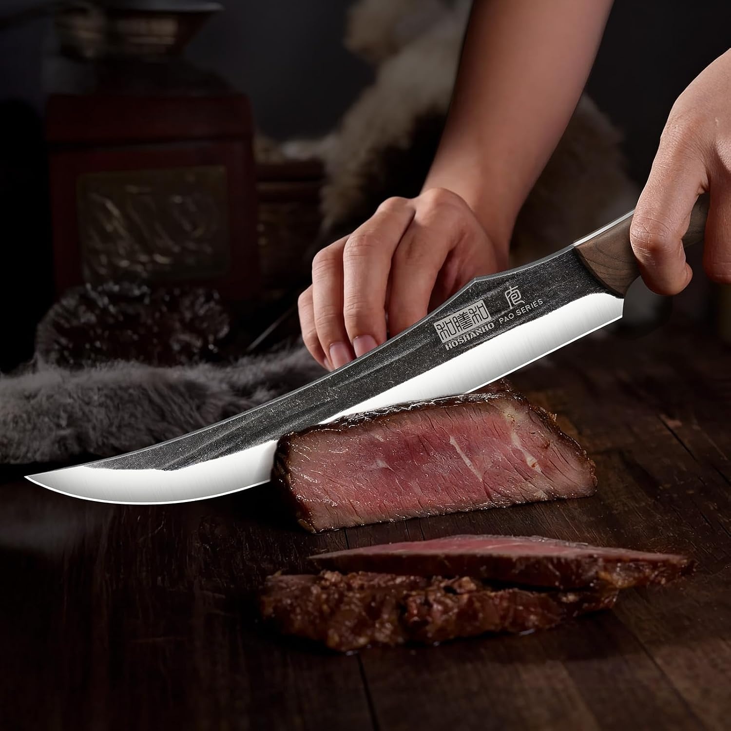 image:imageHOSHANHO Steak Knives Set of 6 Sharp 45 Non Serrated Steak Knife Set Hand Forged High Carbon Steel Dinner Steak Knives with Full Tang Wood Handle Gift with Men10