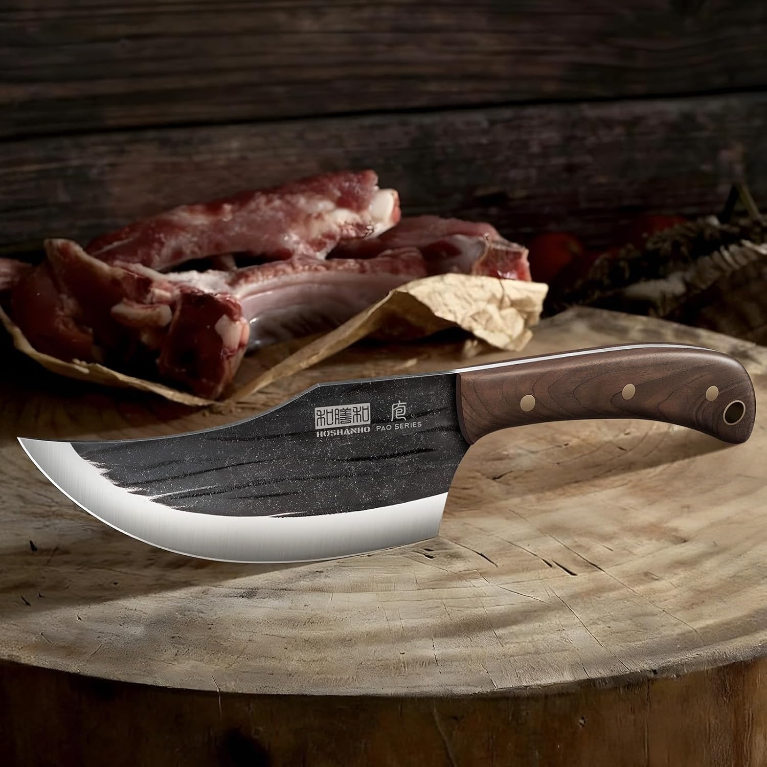 image:imageHOSHANHO Steak Knives Set of 6 Sharp 45 Non Serrated Steak Knife Set Hand Forged High Carbon Steel Dinner Steak Knives with Full Tang Wood Handle Gift with Men6