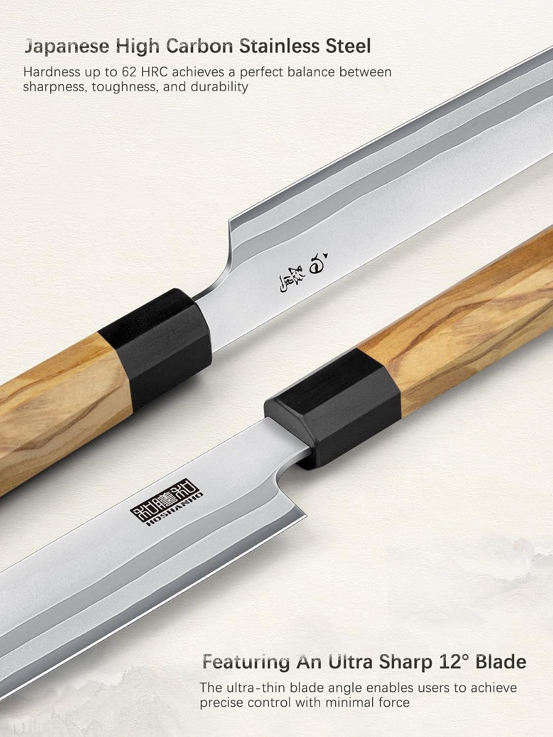 image:imageHOSHANHO Sushi Knife 10 Sharp Japanese Sashimi Knife for Fish Filleting High Carbon Steel Yanagiba Knife 12 Edge 62 HRC octagonal G10Olive Wood Handle Kitchen Knives for Home amp Gifting