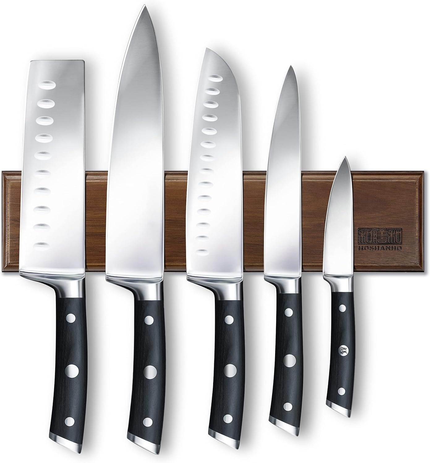 image:imageMagnetic Knife Holder for Wall 12 Inch HOSHANHO Powerful Magnetic Knife Strip Acacia Wood Magnet Knife Rack for Kitchen Knives amp ToolsWood Brown