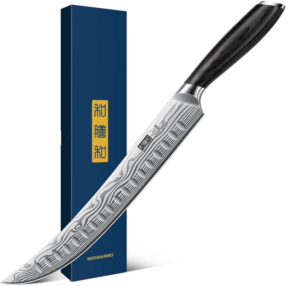 image:imageHOSHANHO 12 Inch Slicing Kinfe Razor Sharp Brisket Knife Pakkawood Handle Japanese High Carbon Powder Steel Carving Knife Professional Slicing Knives for BBQ Brisket Turkey Ham Rib Roast10
