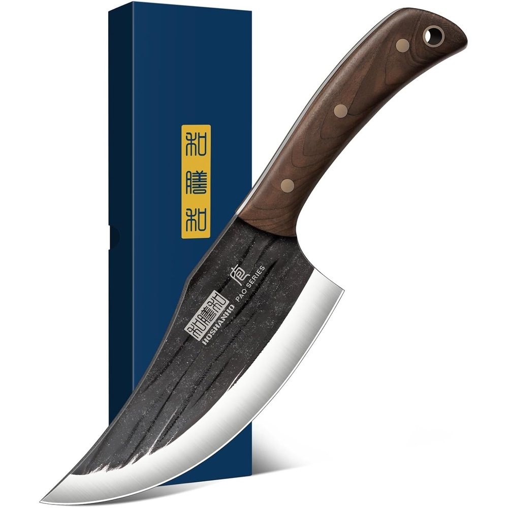 image:imageHOSHANHO 65 Serbian Chef Knife Hand Forged Butcher Meat Cleaver Knife High Carbon Steel Cleaver Knife for Meat Cutting Heavy Duty Butcher Knife with Full Tang for Home Camping BBQ Gift for Men6