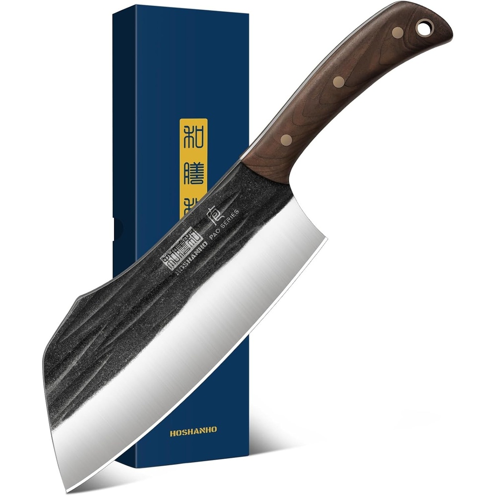 image:imageHOSHANHO 7Meat Cleaver Knife Ultra Sharp Chopper Knife amp Vegetable Knives Hand Forged Cleaver Knife High Carbon Stainless Steel Chopping Butcher Knife for Meat Cutting with Full Tang Handle Gifts