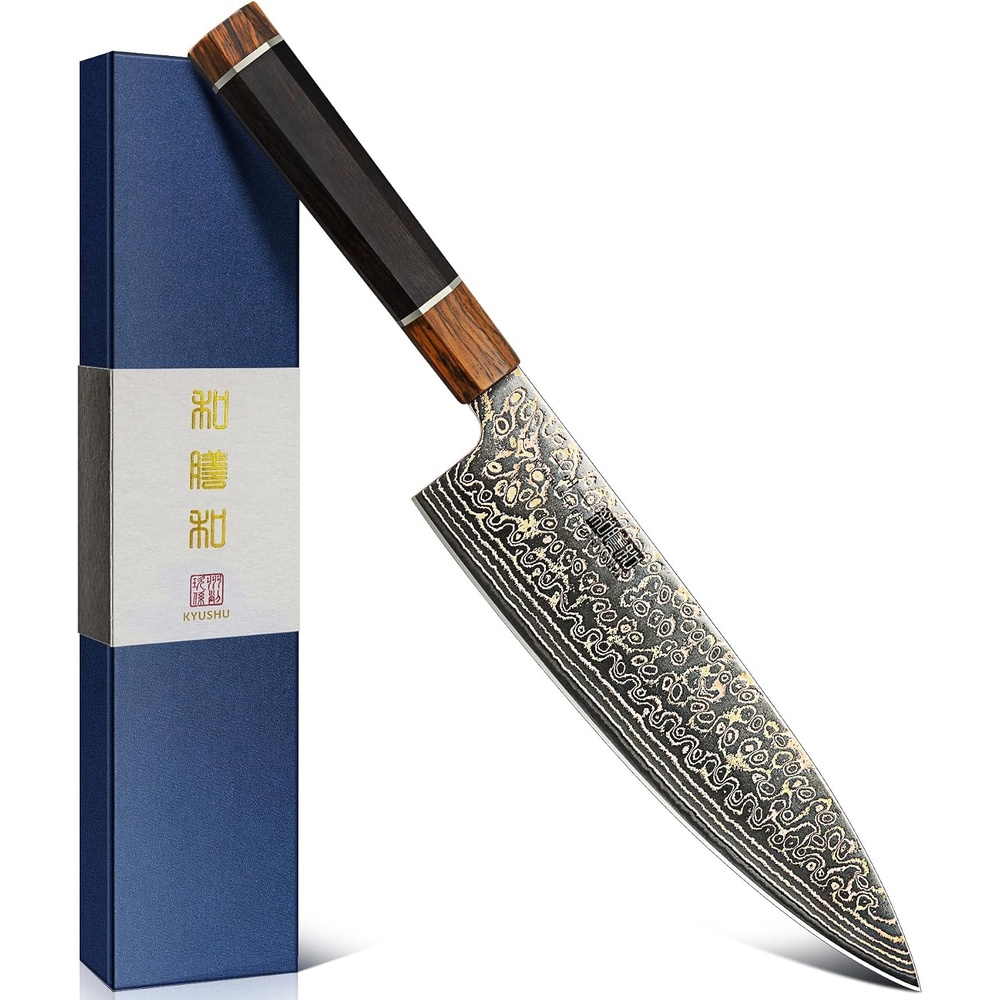image:imageHOSHANHO 8 Damascus Chef Knife 33Layer Copper amp Damascus Kitchen Knife Ultra Sharp Japanese Kitchen Knife Professional Cooking Knives with Ergonomic Ebony Handle amp Gift Box
