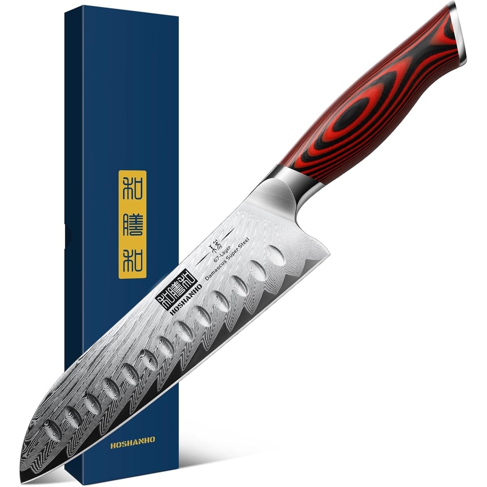 image:imageHOSHANHO Damascus Santoku Knife 7 Inch Professional Japanese Kitchen Knife 67 Layers Damascus Steel Ultra Sharp Chef Knife with Ergonomic G10 Handle Cooking Knife for Meat Vegetables amp Gift Box7