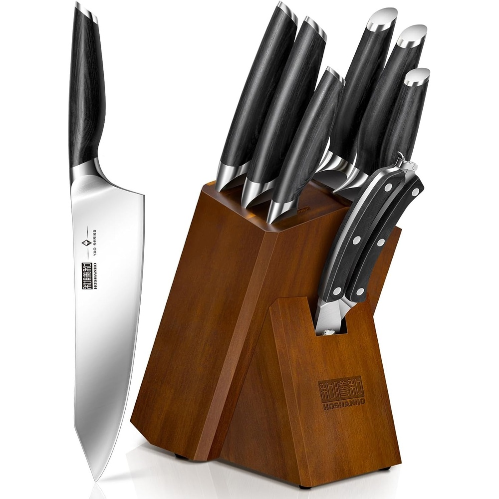 image:imageHOSHANHO Knife Set with Magnetic Knife Holder 6Piece Kitchen Knife Set High Carbon Powder Steel Chef Knives Sets with Ergonomic Pakkawood Handle Gifts for Men and Women7