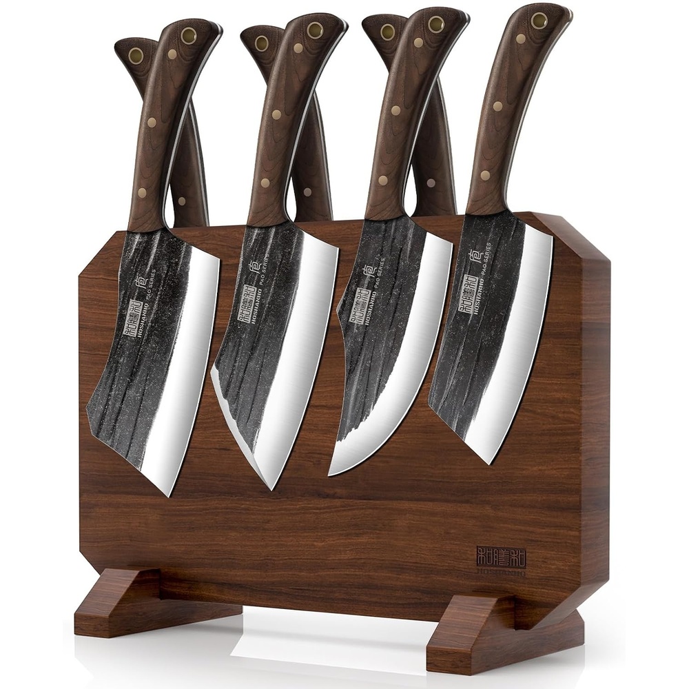 image:imageHOSHANHO Steak Knives Set of 6 Sharp 45 Non Serrated Steak Knife Set Hand Forged High Carbon Steel Dinner Steak Knives with Full Tang Wood Handle Gift with Men6