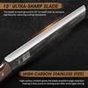 HOSHANHO 12″ Carving Slicing Knife, Sharp Butcher Breaking Knife for BBQ | Hand Forged High Carbon Steel Curved Brisket Knives for Meat Cutting with Full Tang Handle, Gift with Men(12″)