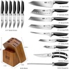 HOSHANHO 16-Piece Kitchen Knife Set with Block, Ultra Sharp Chef Knife Set | High Carbon Powder Steel Knife Block Set, Professional Knife Set with Sharpener, Ergonomic Pakkawood Handle