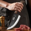 HOSHANHO 6.5″ Serbian Chef Knife, Hand Forged Butcher Meat Cleaver Knife | High Carbon Steel Cleaver Knife for Meat Cutting, Heavy Duty Butcher Knife with Full Tang for Home, Camping, BBQ Gift for Men(6″)