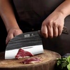 HOSHANHO 6.5″ Serbian Chef Knife, Hand Forged Butcher Meat Cleaver Knife | High Carbon Steel Cleaver Knife for Meat Cutting, Heavy Duty Butcher Knife with Full Tang for Home, Camping, BBQ Gift for Men(6.5″)