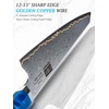 HOSHANHO 8″ Damascus Chef Knife, 67-Layer Damascus Steel Kitchen Knife | Ultra Sharp Japanese Cooking Knives, Ergonomic Blue Resin Stabilized Wood Handle with Wood Gift Box(8″)