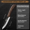 HOSHANHO Steak Knives Set of 6, Sharp 4.5″ Non Serrated Steak Knife Set | Hand Forged High Carbon Steel Dinner Steak Knives with Full Tang Wood Handle, Gift with Men(4.5″)