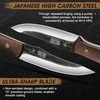 HOSHANHO Steak Knives Set of 6, Sharp 4.5″ Non Serrated Steak Knife Set | Hand Forged High Carbon Steel Dinner Steak Knives with Full Tang Wood Handle, Gift with Men(4.5″)