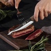 HOSHANHO Steak Knives Set of 6, Sharp 4.5″ Non Serrated Steak Knife Set | Hand Forged High Carbon Steel Dinner Steak Knives with Full Tang Wood Handle, Gift with Men(4.5″)