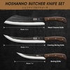 HOSHANHO Steak Knives Set of 6, Sharp 4.5″ Non Serrated Steak Knife Set | Hand Forged High Carbon Steel Dinner Steak Knives with Full Tang Wood Handle, Gift with Men(10″)