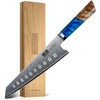 HOSHANHO 8″ Damascus Chef Knife, 67-Layer Damascus Steel Kitchen Knife | Ultra Sharp Japanese Cooking Knives, Ergonomic Blue Resin Stabilized Wood Handle with Wood Gift Box(7″)